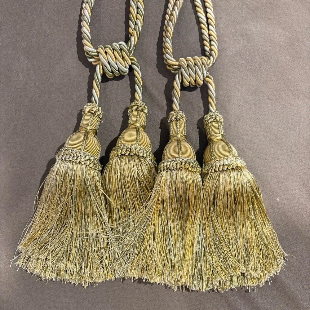 Rope And Tassel‎ Tie Backs For Window Curtains Drapes Pair Gold Green Light Blue
